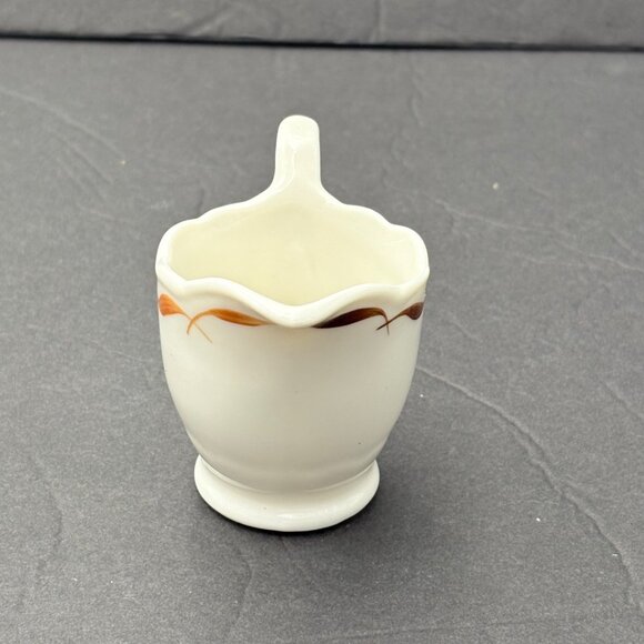 Vintage Ceramic Cream Pitcher With Brown Orange Accent USA Small Retro Tea Party - Picture 7 of 7